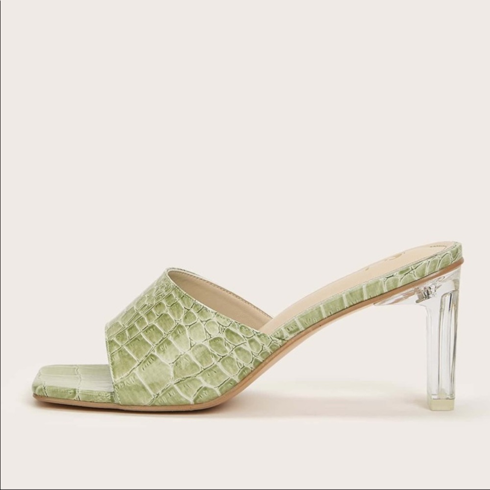 croc chunky heel